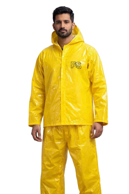 Yellow Shiny Nylon Rain Suit Set
