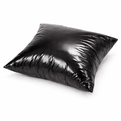 Glossy Black Nylon Pillow  Shiny Quilted Decorative Cushion