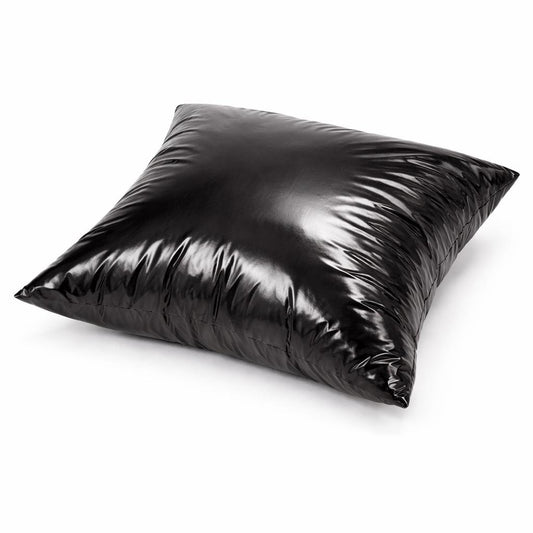 Glossy Black Nylon Pillow  Shiny Quilted Decorative Cushion