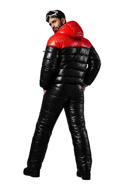 Shiny Black & Red Snowsuit One-Piece Winter Ski Suit