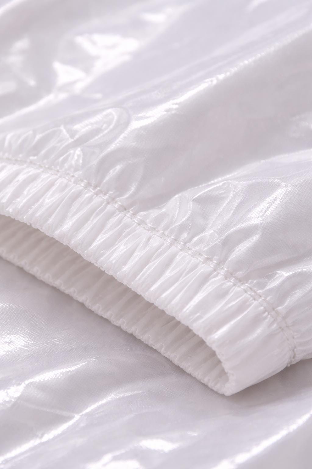 Shiny White Nylon Pullover Shirt  Lightweight