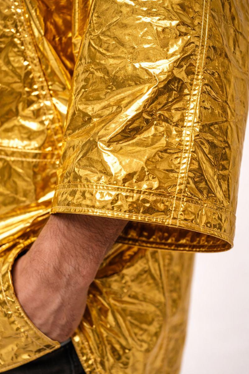 Gold Shiny Nylon Poncho  Lightweight Metallic Finish
