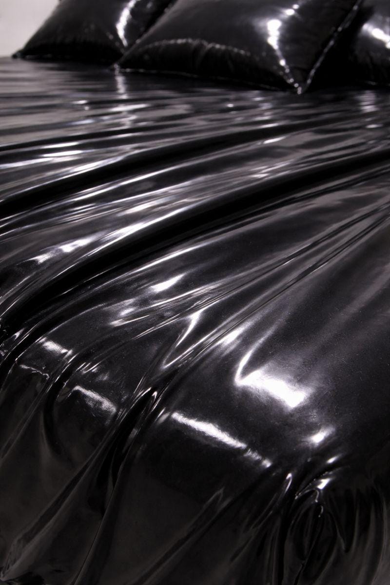 Black Shiny Nylon Bed Sheet Set