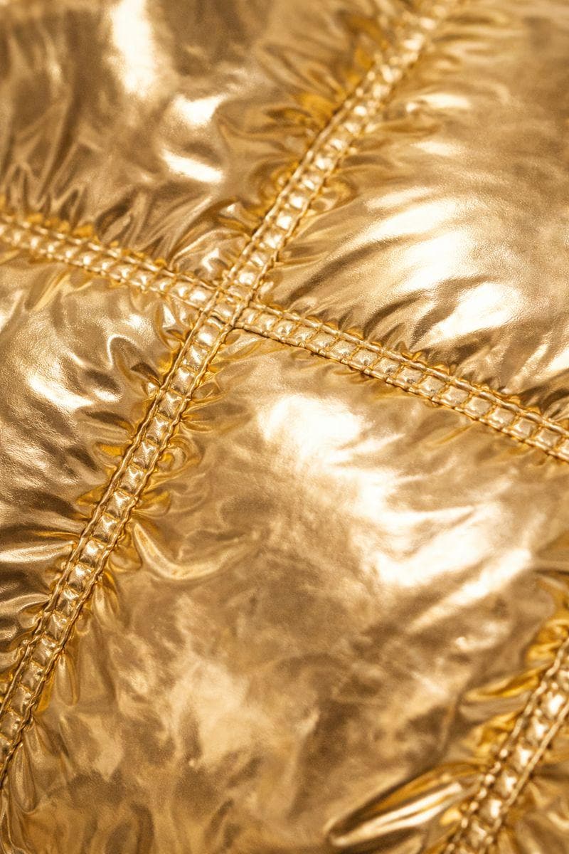 Metallic Gold Shiny Nylon Puffer Tracksuit for Men