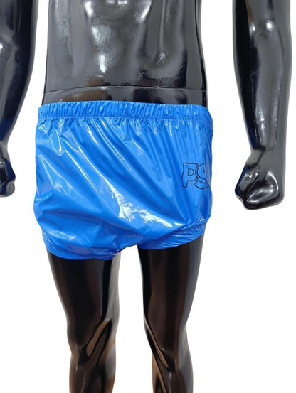 Royal Blue Shiny Nylon Briefs Adjustable Snap Side Cover