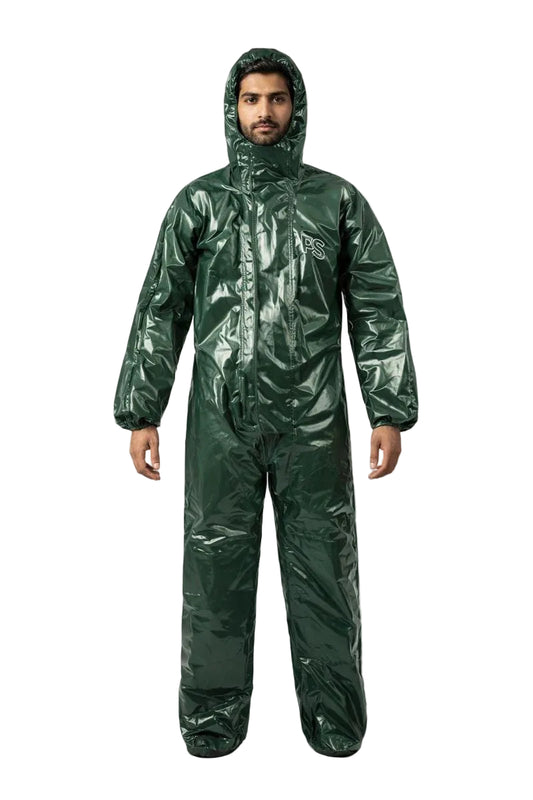 Forest Green Shiny Nylon Hooded Suit
