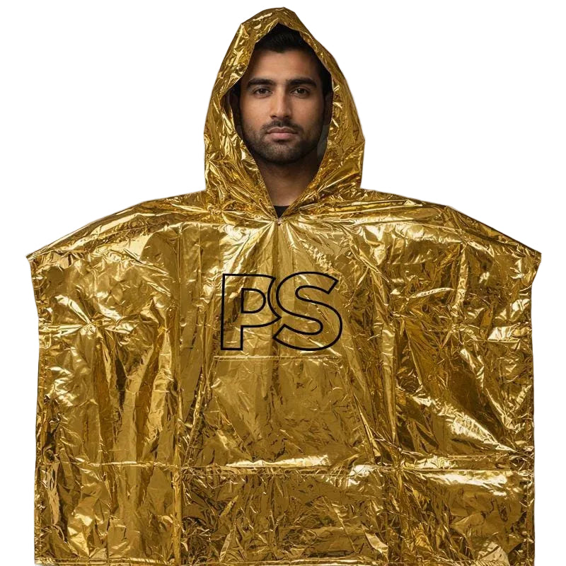 Gold Shiny Nylon Poncho  Lightweight Metallic Finish