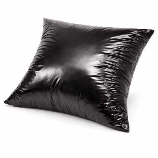 Glossy Black Nylon Pillow  Shiny Quilted Decorative Cushion