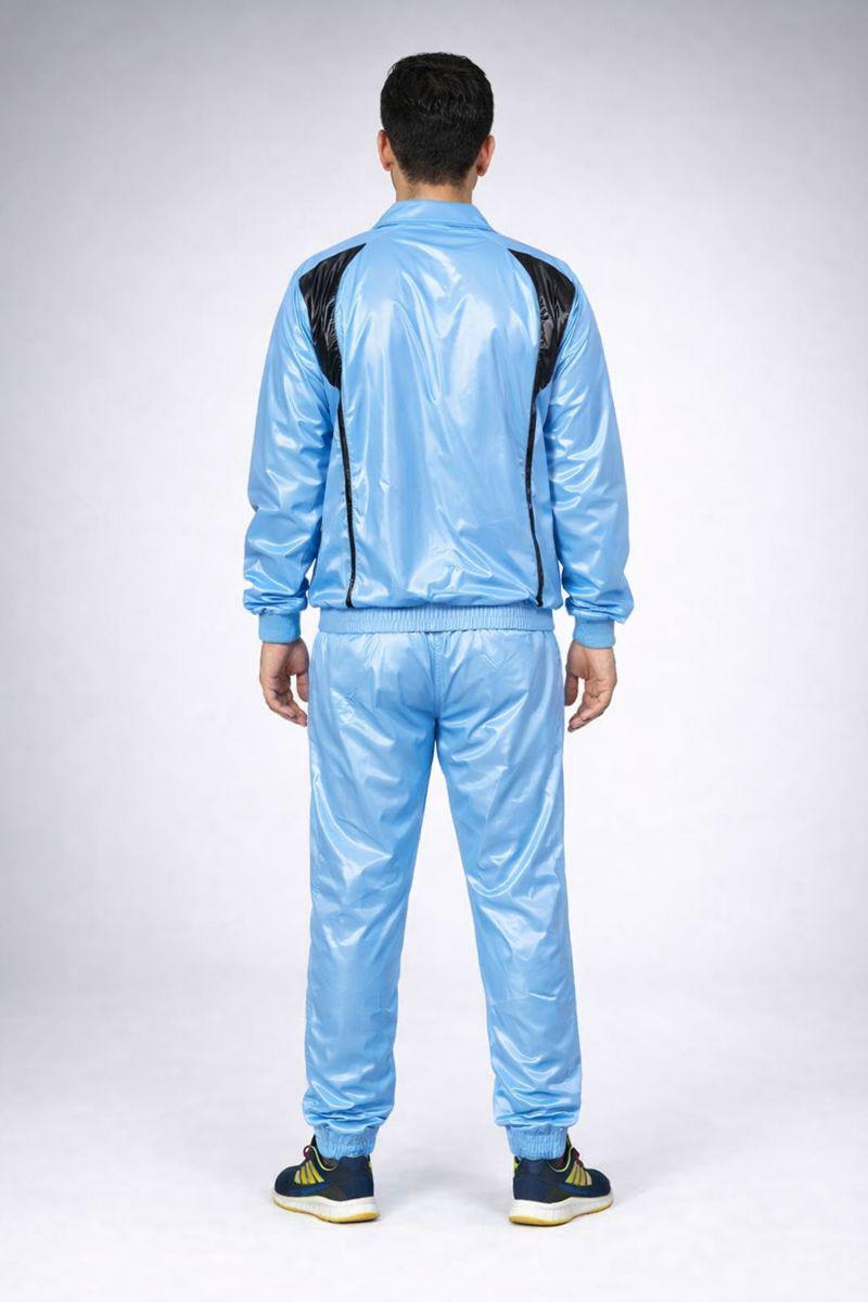 Sky Blue  Shiny Nylon Rain Suit Set