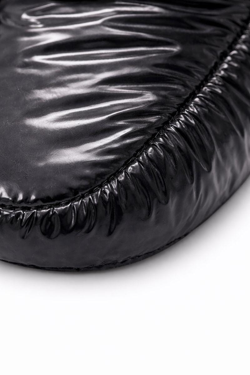 Men’s Black Shiny Nylon Puffer Slipper Boots