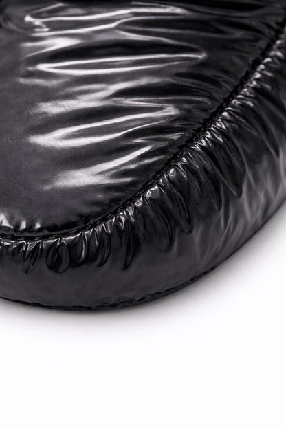 Men’s Black Shiny Nylon Puffer Slipper Boots