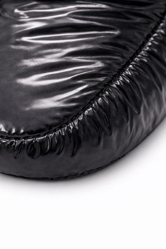 Men’s Black Shiny Nylon Puffer Slipper Boots