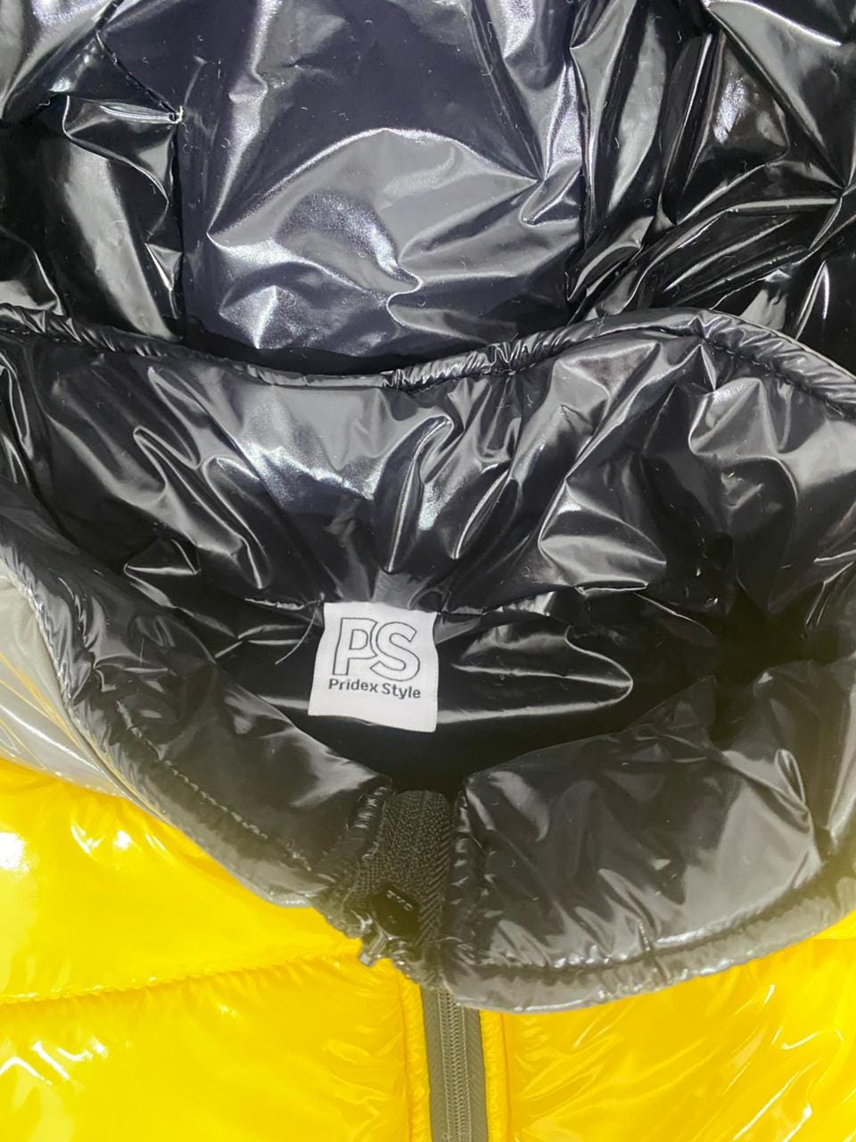 Black Multicolor Shiny Nylon Puffer Snowsuit