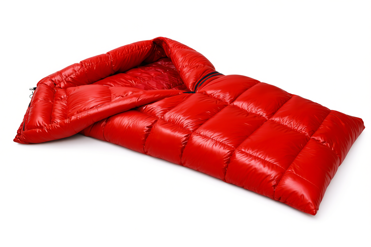 Red Shiny Nylon Sleeping Bag Glossy Mummy Style Lightweight Sleeping Bag