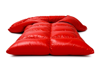 Red Shiny Nylon Sleeping Bag Glossy Mummy Style Lightweight Sleeping Bag