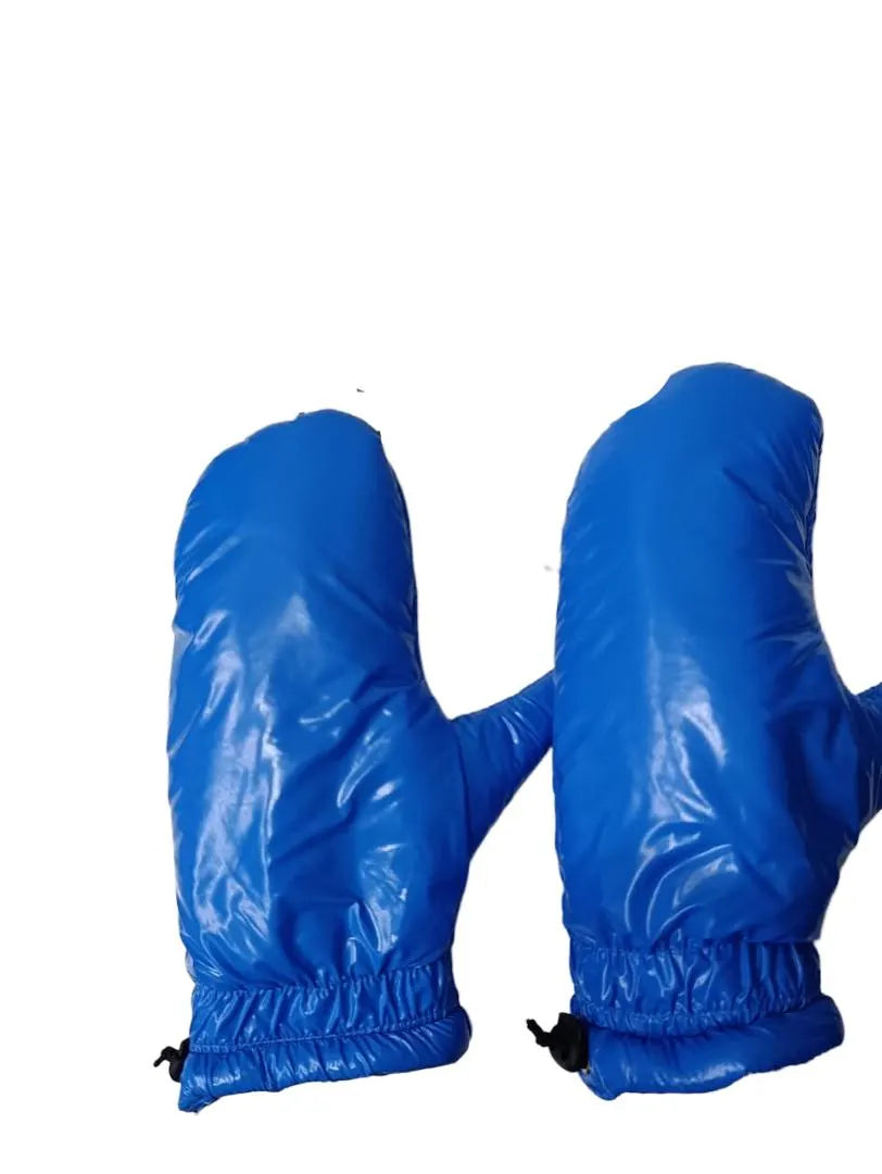 Royal Blue Puffy Mittens with Drawstring Cuffs