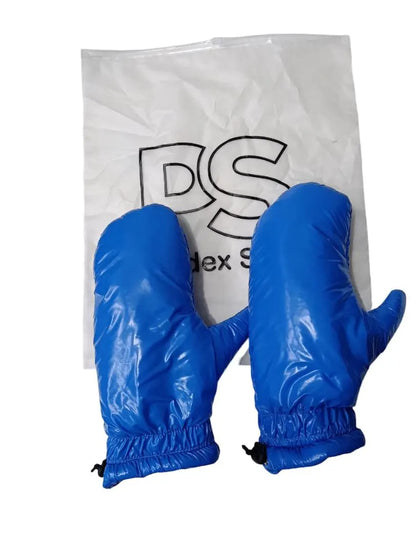 Royal Blue Puffy Mittens with Drawstring Cuffs